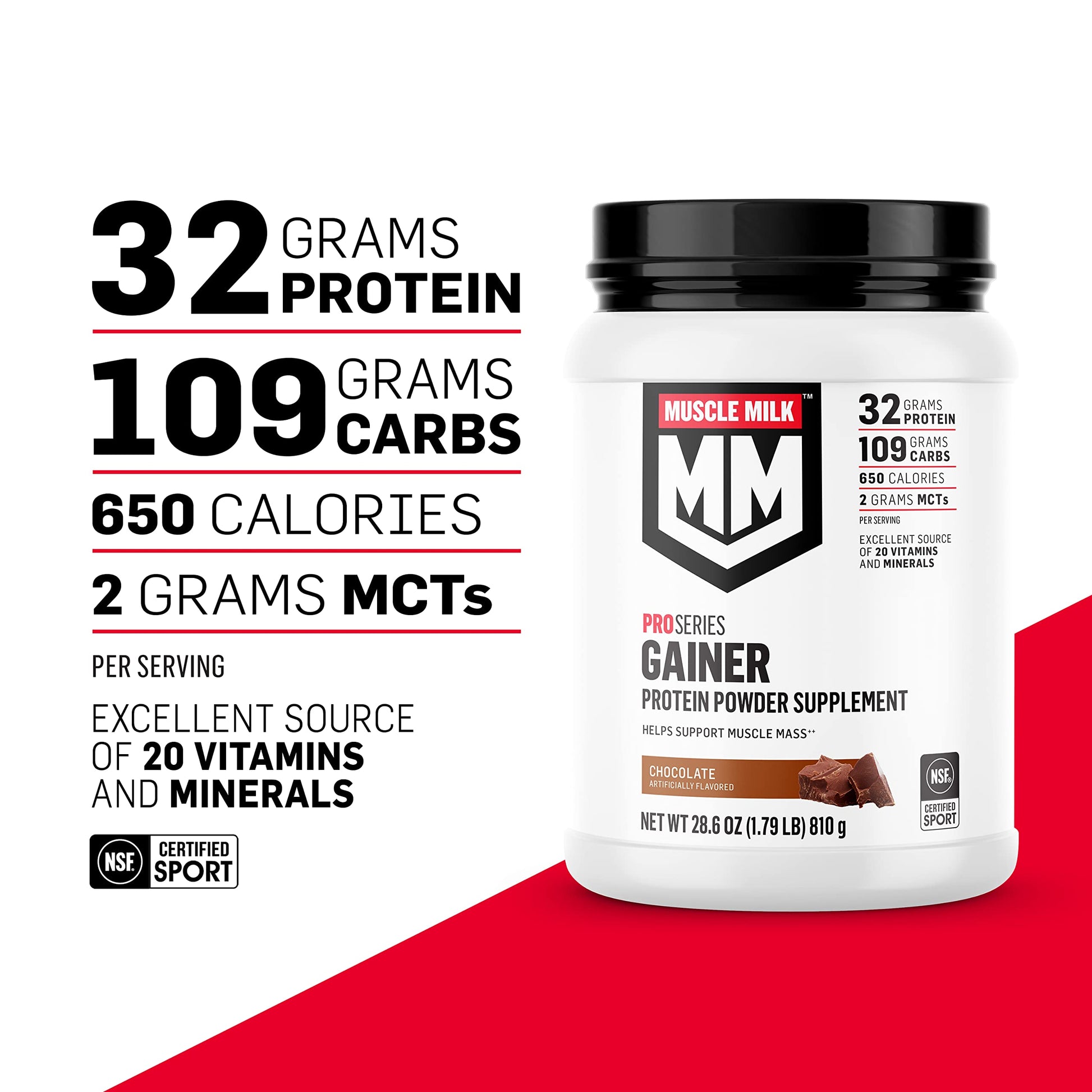 Muscle Milk Gainer Protein Powder, Vanilla Creme, 32g Protein, 5 Pound Muscle Milk Au supplements