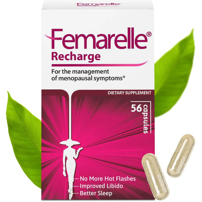 Femarelle® Recharge – Menopause Supplement for Women - Clinically Proven Menopause Relief - Hot Flashes, Night Sweats, Sleep & Libido Support Within 1st Month, Gluten-Free, GMO-Free & Hormone Free FemarelleAU supplements