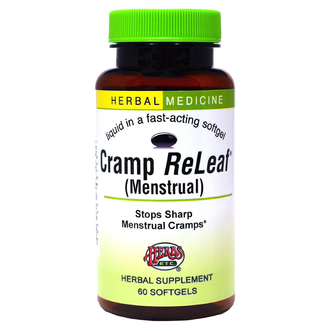 Herbs Etc. Cramp ReLeaf (Menstrual) - Abdominal Muscle Support - Herbal Supplement to Aid Menstrual Health - Period Cramp Support with Black Haw, Cramp Bark and Bethroot - 60 Softgels (60 Servings) Herbs Etc. uk supplements
