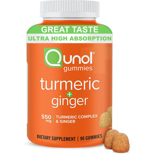 Qunol Turmeric and Ginger Gummies - Joint Support Supplement with Ultra High Absorption, 90 Count Vegan and Gluten Free Gummies QunolUS supplements