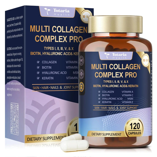 18-in-1 Collagen Pro with Hyaluronic Acid, Keratin, Biotin, VIT A C & E for Skin, Hair, Nails, Joint & Beauty - Multi Collagen Peptides Capsules TotariaAU supplements