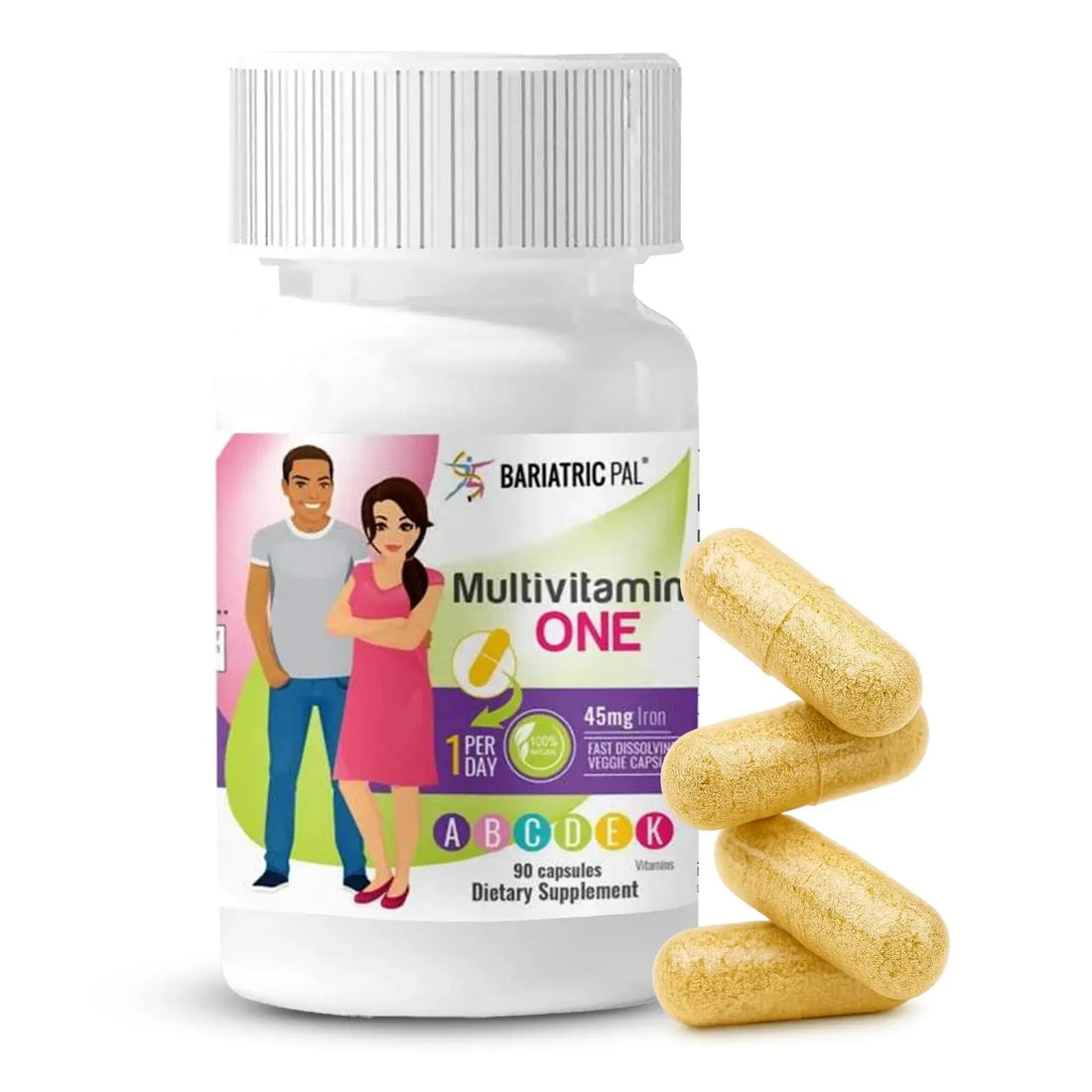 BariatricPal Multivitamin ONE 1 per Day! Bariatric Multivitamin Capsule with 45 mg of Iron | Easy to Swallow Capsule | BariatricPal AU supplements