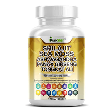 Kun Shafi Shilajit Complex – Sea Moss, Tongkat Ali, Ashwagandha, Ginseng, Zinc, CoQ10, PQQ & Magnesium – Fulvic Acid Capsules for Energy, Vitality & Performance with Panax Cordyceps – 90 Capsules Kun Shafi Au supplements