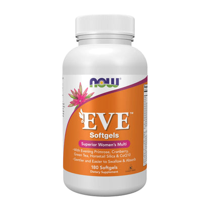 NOW Foods Supplements, Eve™ Women's Multivitamin with Evening Primrose, Cranberry, Green Tea, Horsetail Silica & CoQ10, 180 Softgels NOW FoodsAU supplements