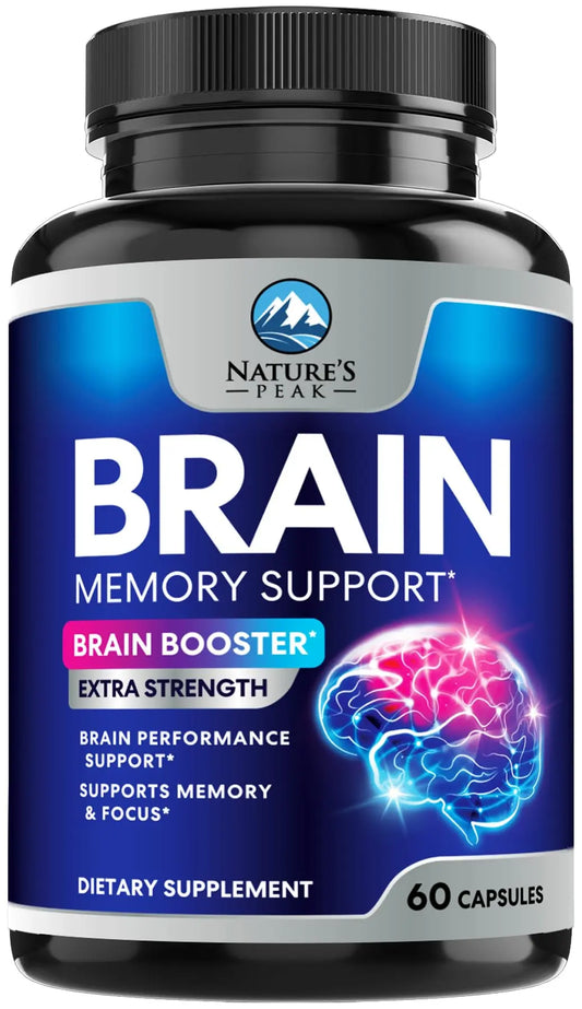 Brain Memory Supplement - 3X Strength Nootropics for Concentration, Clarity & Focus Support - Brain Health Cognitive Vitamins with Bacopa, Phosphatidylserine & DMAE, Brain Booster Pills, 60 Capsules Nature's PeakAU supplements