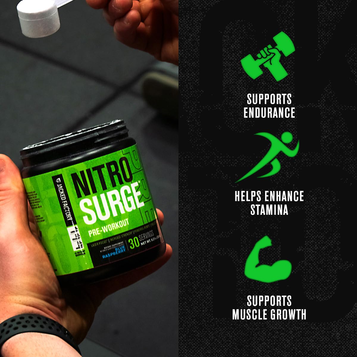 NITROSURGE Pre Workout Supplement - Endless Energy, Instant Strength Gains Jacked Factory Au supplements
