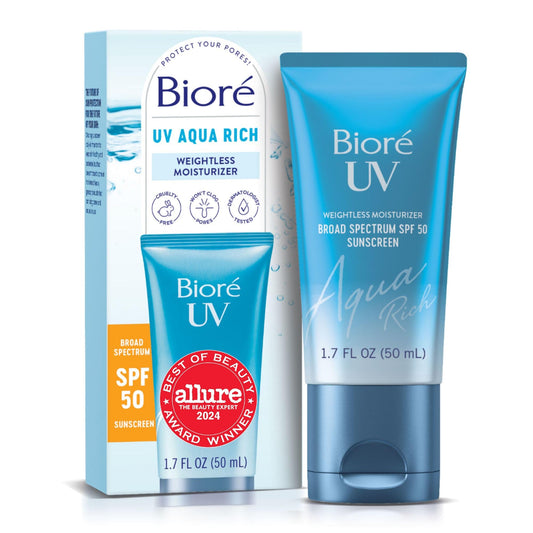 Biore UV Aqua Rich Daily Hydrating Facial Moisturizer with SPF 50 | Oil Free Sunscreen BioréUS supplements