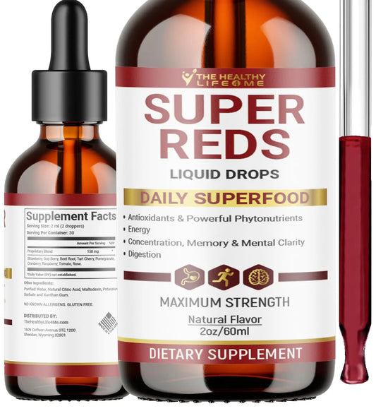 THE HEALTHY LIFE 4 ME Liquid Super Reds Phytonutrient Superfood Drops | Phytonutrient Blend containing Polyphenols | Antioxidants & More | Great Taste 2oz - 30 Day Supply THE HEALTHY LIFE 4 MEAU supplements