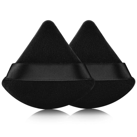 2 Pcs EVAOUXIU Triangle Powder Puff for Face Powder, Soft Plush Setting Makeup Puff, Velour Cosmetic Foundation Blender Sponge Beauty Makeup Tools (Black) EVAOUXIUAU supplements