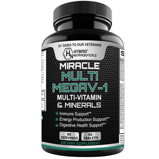 MEGAV-1 Multi-Vitamin, Superfood & Minerals - Daily Multivitamin with Probiotics, Digestive Enzyme, Mushroom Complex for Heart Health, Immune Support, Energy & Stamina - 90 Tablets Hybrid NutraceuticalsAU supplements
