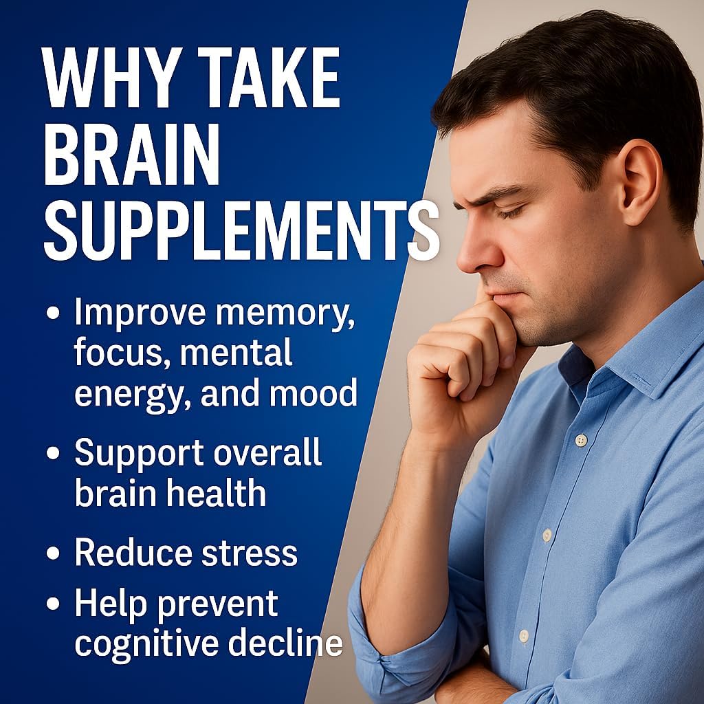 Ageless Brain Supplements for Memory and Focus 1000 MG | Cognitive Improvement | Formulated with Clinically Studied Ingredients | Support Mental Clarity & Neuro Health | Vitamin B6, B12, 60 Capsules Ageless Foundation Laboratories Au supplements