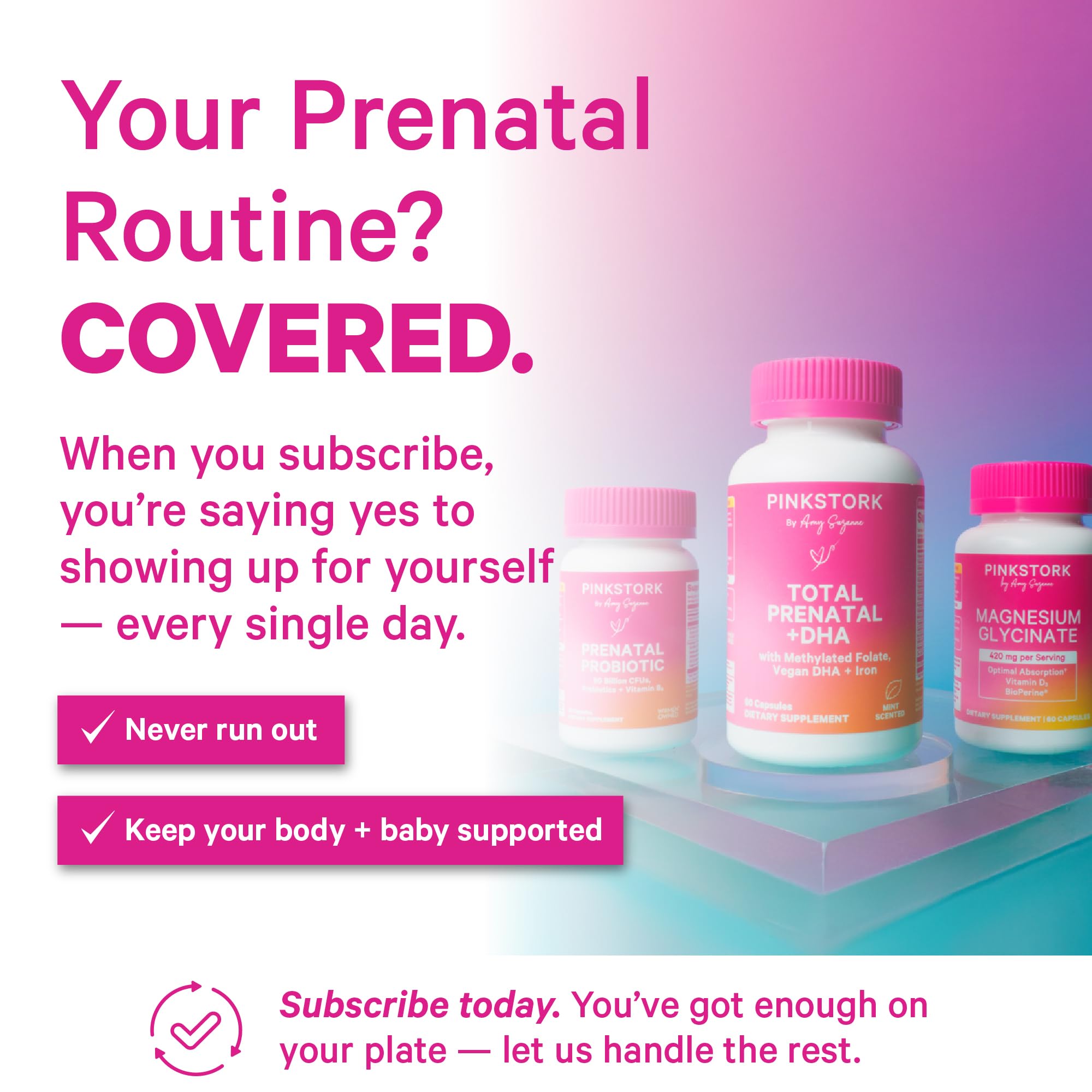 Pink Stork Total Prenatal Vitamins with DHA, Folate, Iron, Choline, and Vitamin B12 - Prenatals for Women to Support Fetal Development, Pregnancy Essentials