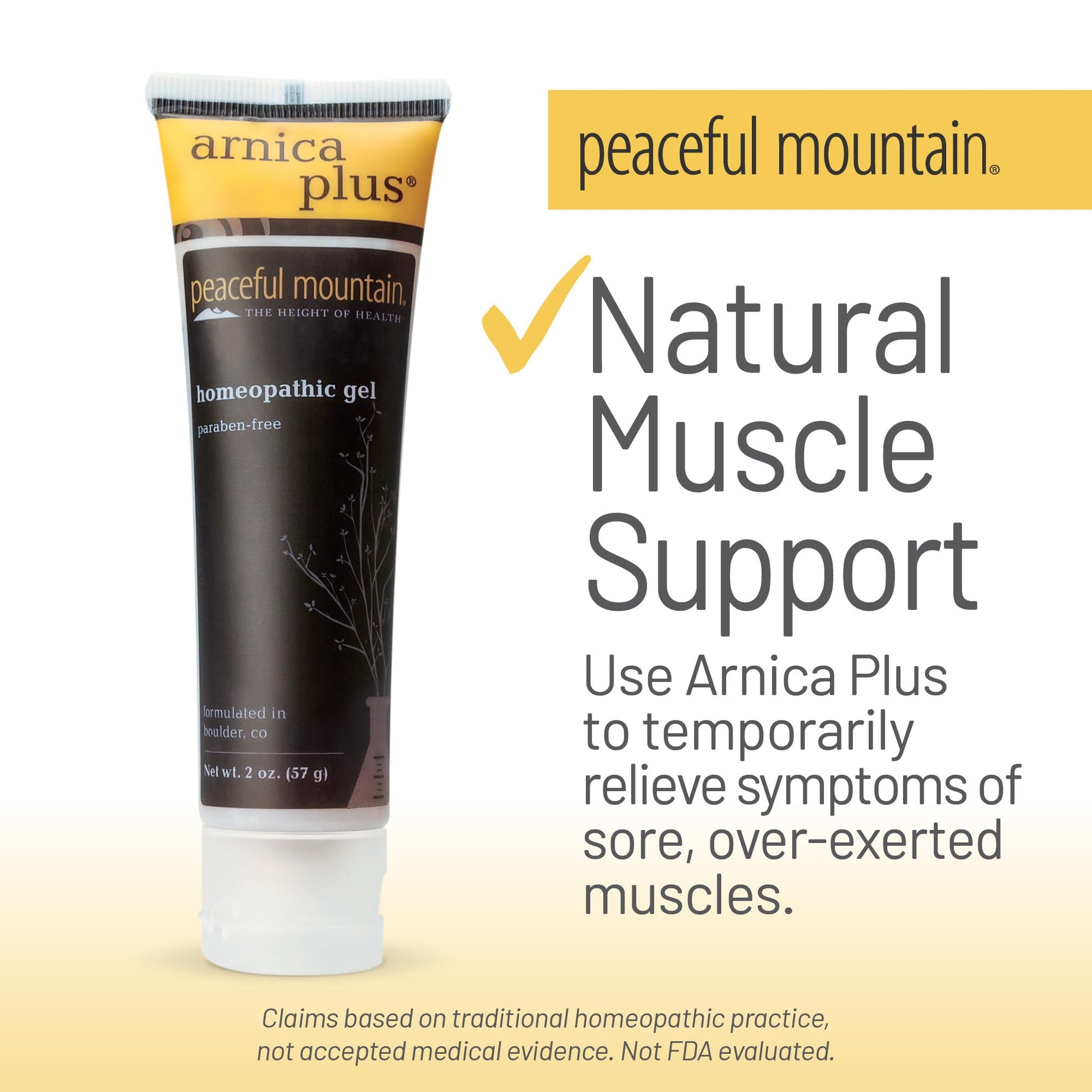 Peaceful Mountain Arnica Plus Homeopathic Gel - Natural Homeopthic Gel for Sore or cramping Muscles - 2oz Peaceful Mountain Au supplements