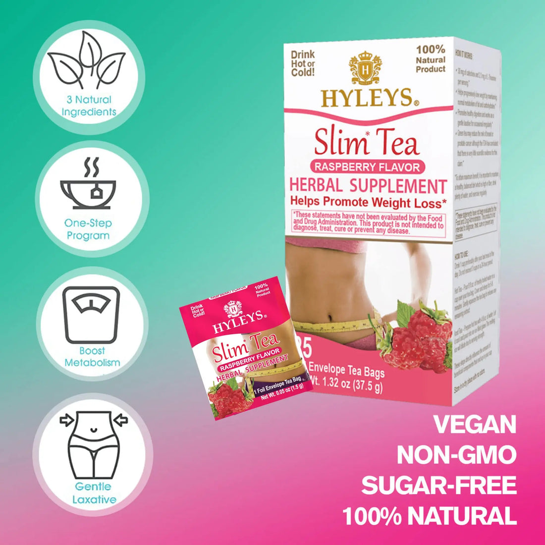 Hyleys Slim Tea Raspberry Flavor - Weight Loss Herbal Supplement Cleanse and Detox HYLEYS uk supplements