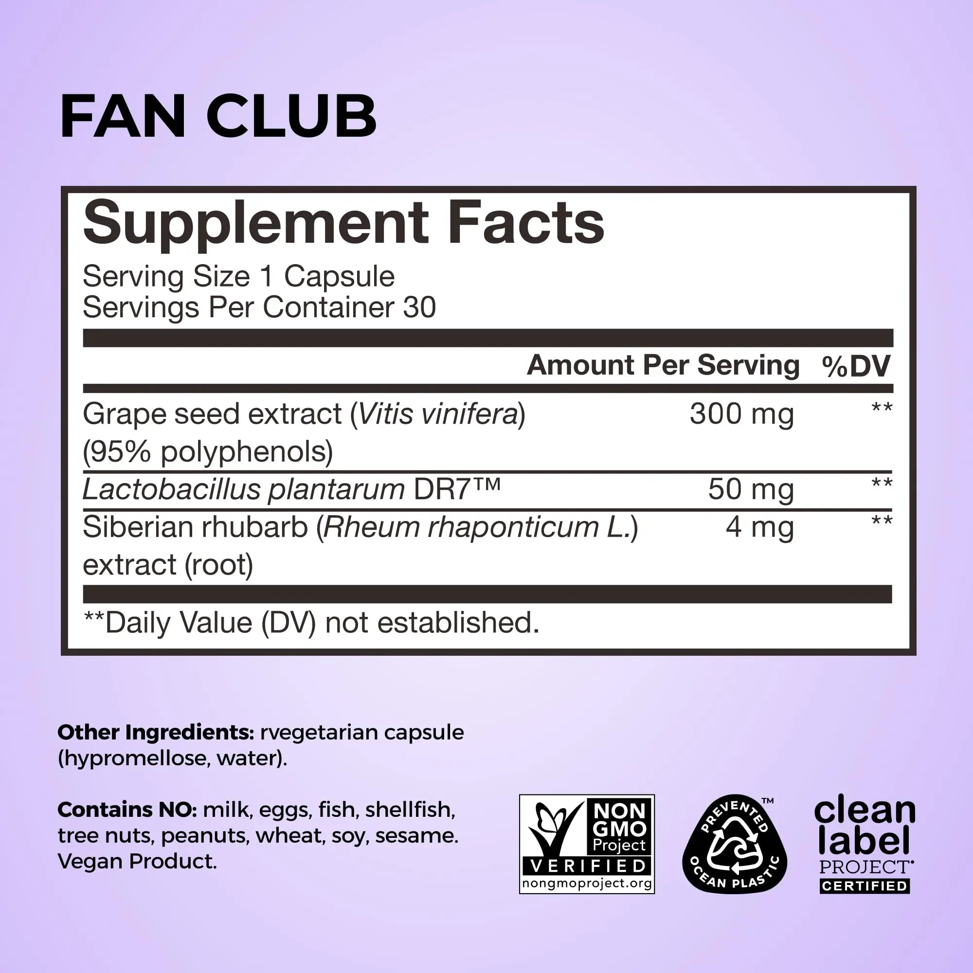 HUM Fan Club Menopause Probiotic Supplement, Estrogen Free Menopause Supplements for Women, Non Hormonal, Supports Energy & Hot Flashes, Grape Seed Extract & Siberian Rhubarb, 30 Vegan Capsules HUM Au supplements