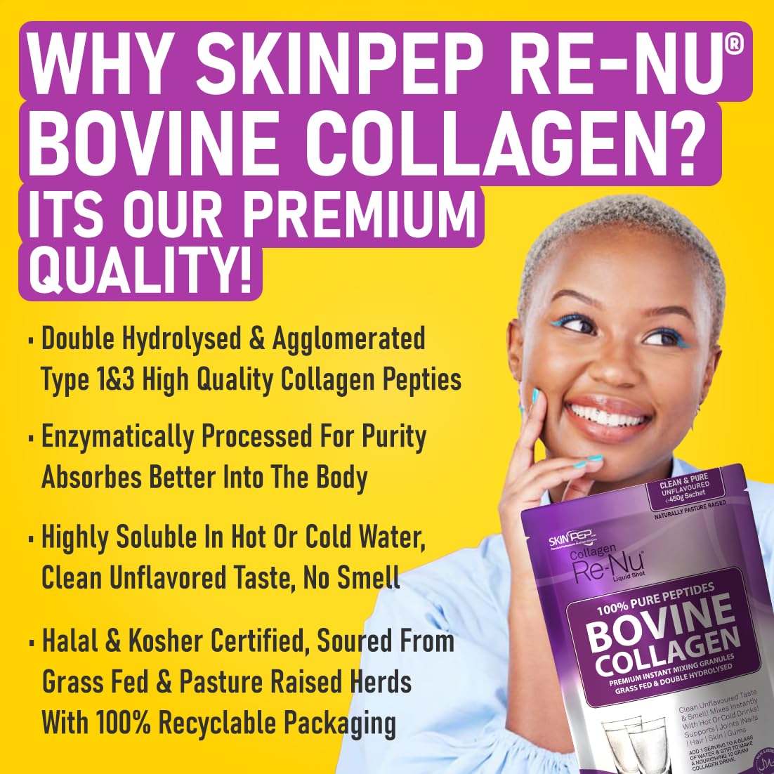 Collagen Powder, Ultra Premium Hydrolysed Bovine Collagen Peptides by SkinPep Skin Pep Au supplements