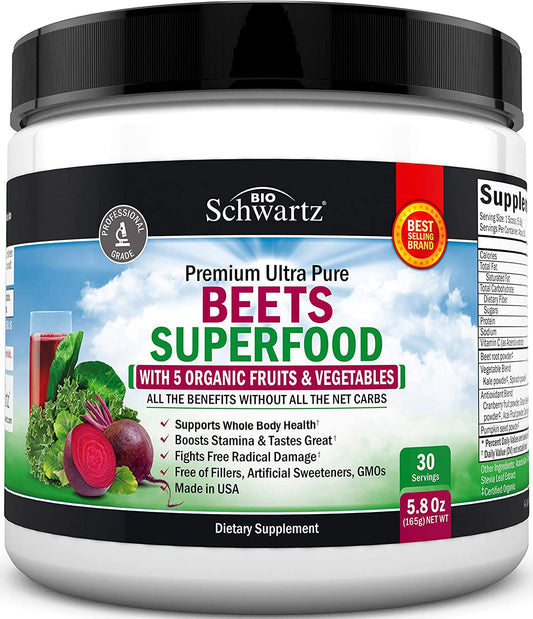 Beet Root Powder - Beets Superfood Supplement with Vitamin C Plus Organic Antioxidant BioSchwartzAU supplements
