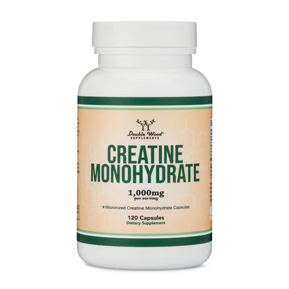 Creatine Monohydrate Capsules - 1g per Serving, 120 Count - No Fillers, Vegan Safe, Non-GMO, Gluten Free by Double Wood (Pack of 2) Double Wood SupplementsUS supplements