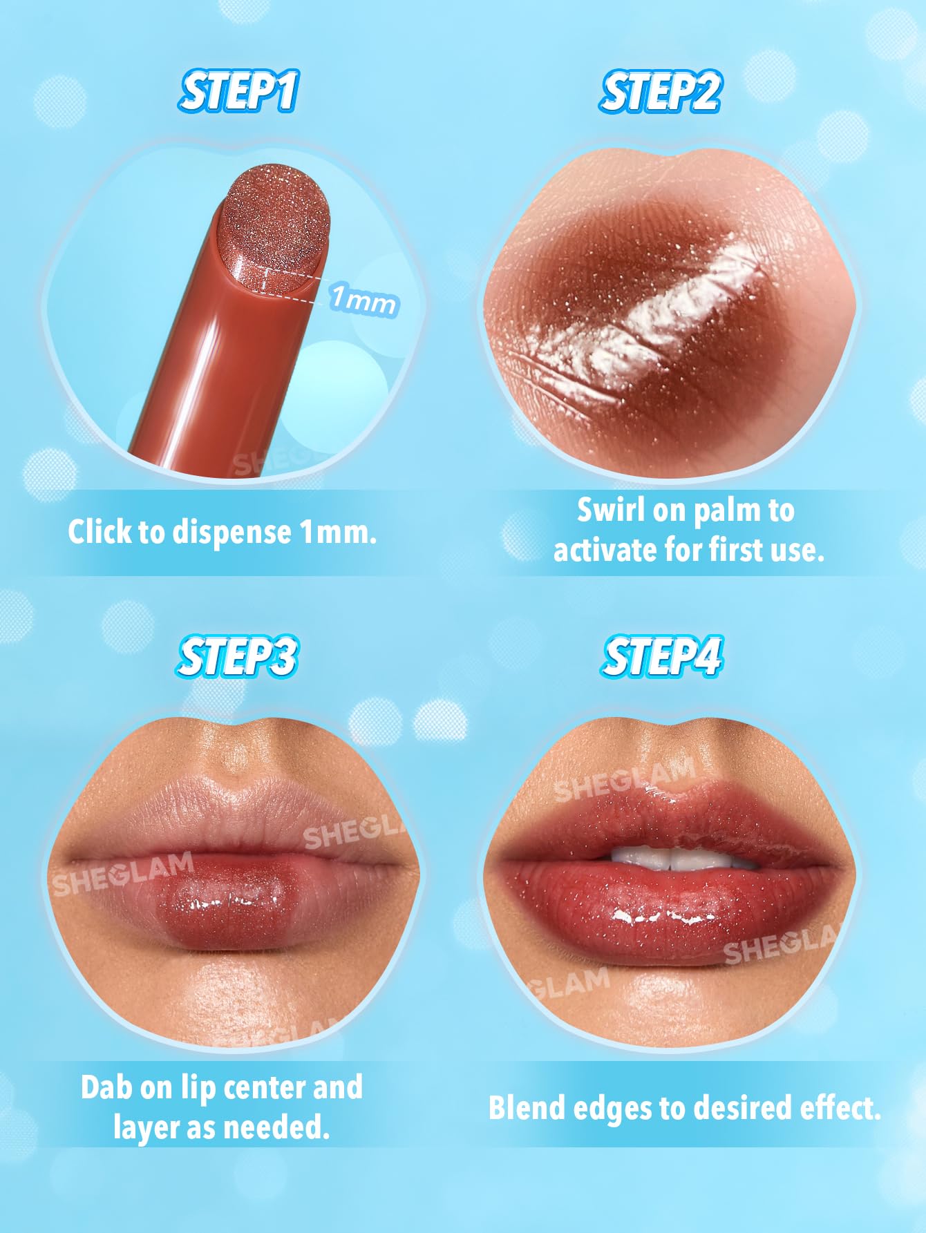 SHEGLAM Pout-Perfect Moisturizing Solid Lip Gloss Shimmer Lip Plumper - Violet Fizz SHEGLAM Au supplements