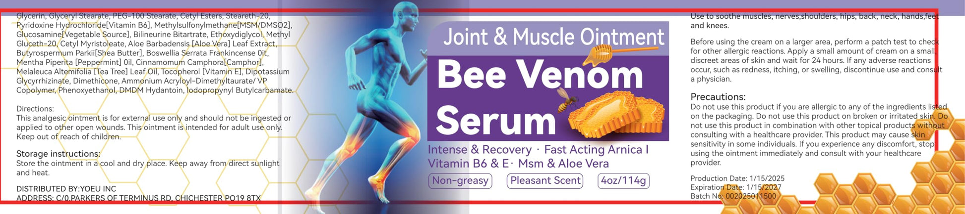 Cedonivor Bee Venom Joint Cream, Joint & Muscle Soothing, Bee Venom Cream for Back, Knee, Hands, Neck, Feet Cedonivor Au supplements