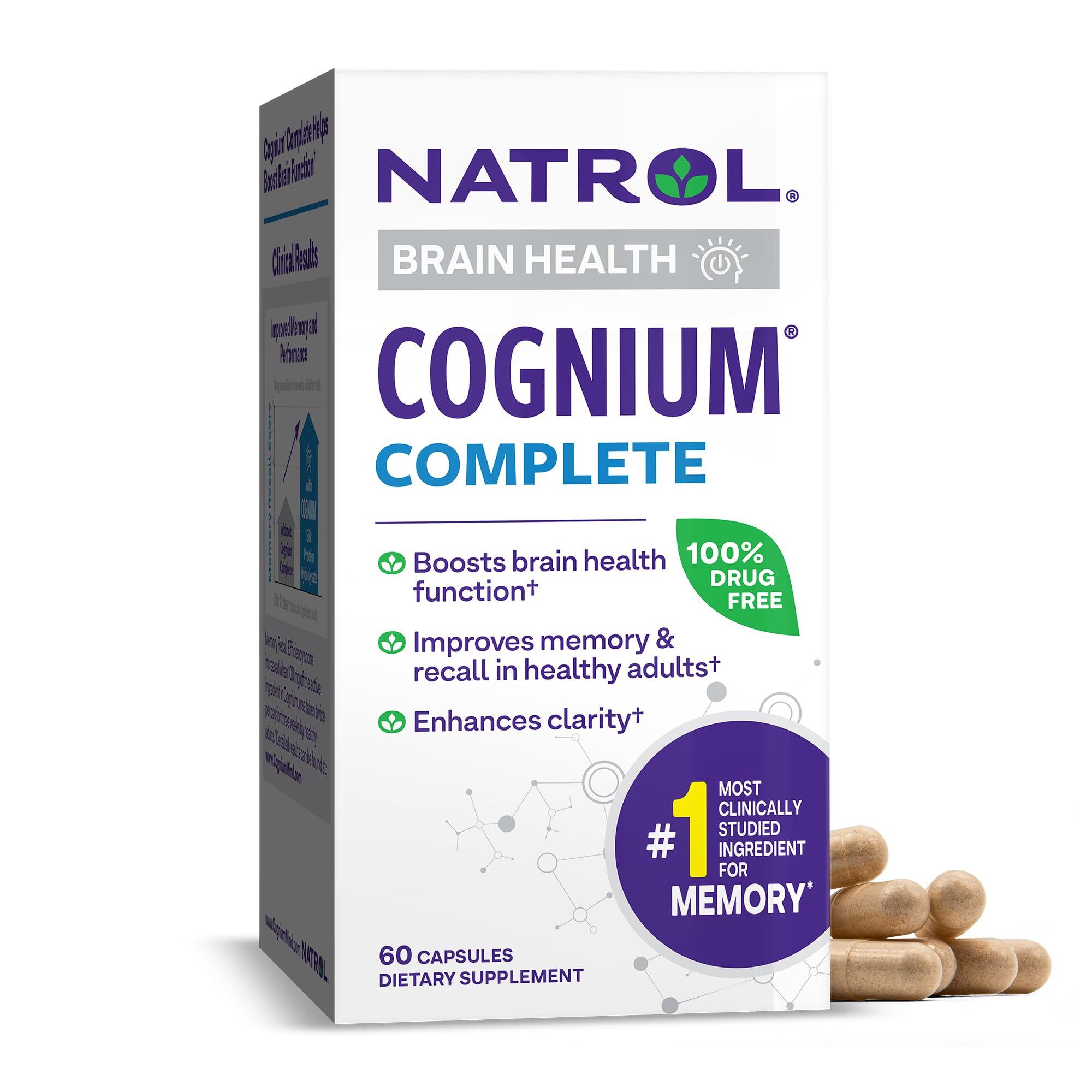 Natrol Cognium Complete, Dietary Supplement for Brain Health, Brain Health Supplements for Adults, 60 Capsules, 30 Day Supply Natrol Au supplements