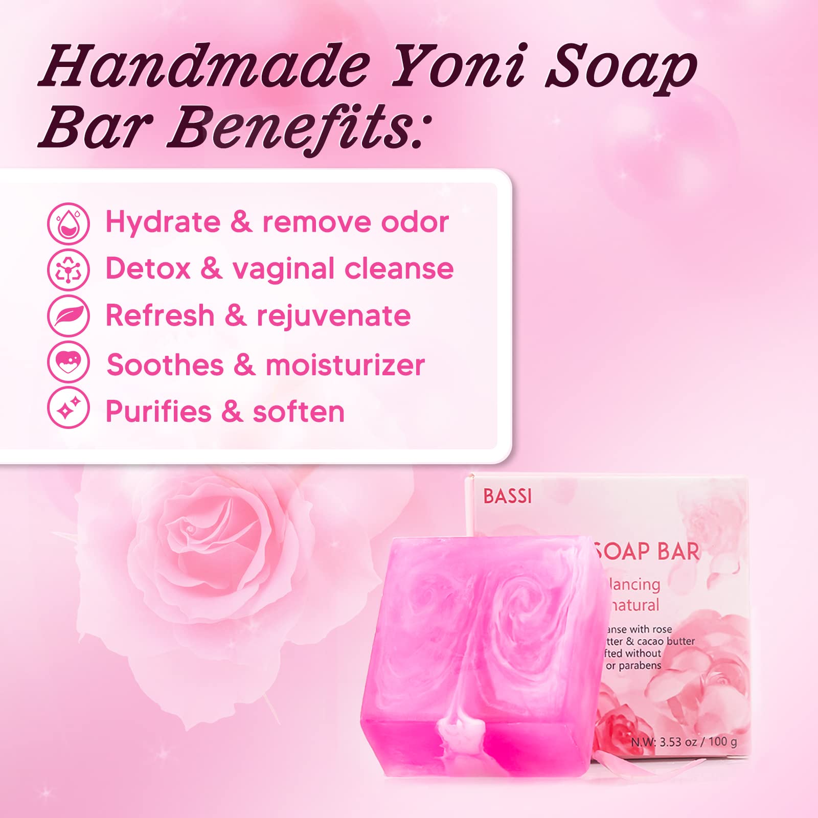 Feminine Wash & Yoni Oil & Yoni Soap Set for Women, Yoni Wash for Vaginal Ph Balance Remove Odor BASSI Au supplements