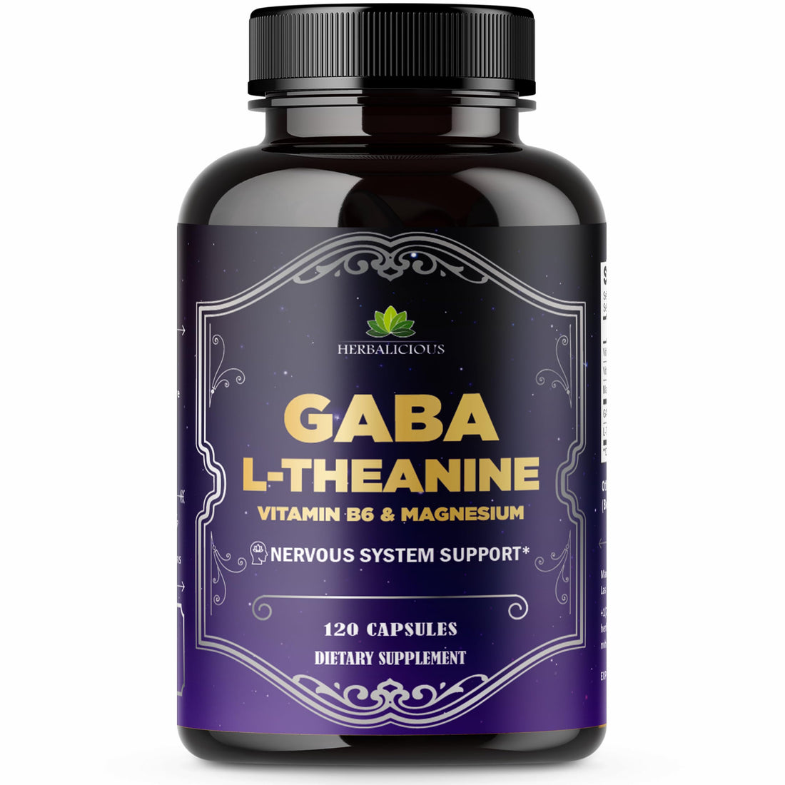 HERBALICIOUS GABA L-Theanine with Magnesium – Calm & Focus Support, Stress Relief, Relaxation + Mood Balance, Brain & Memory Support Supplement – Vitamin B6 + B12 Complex – 120 Capsules HERBALICIOUS Au supplements