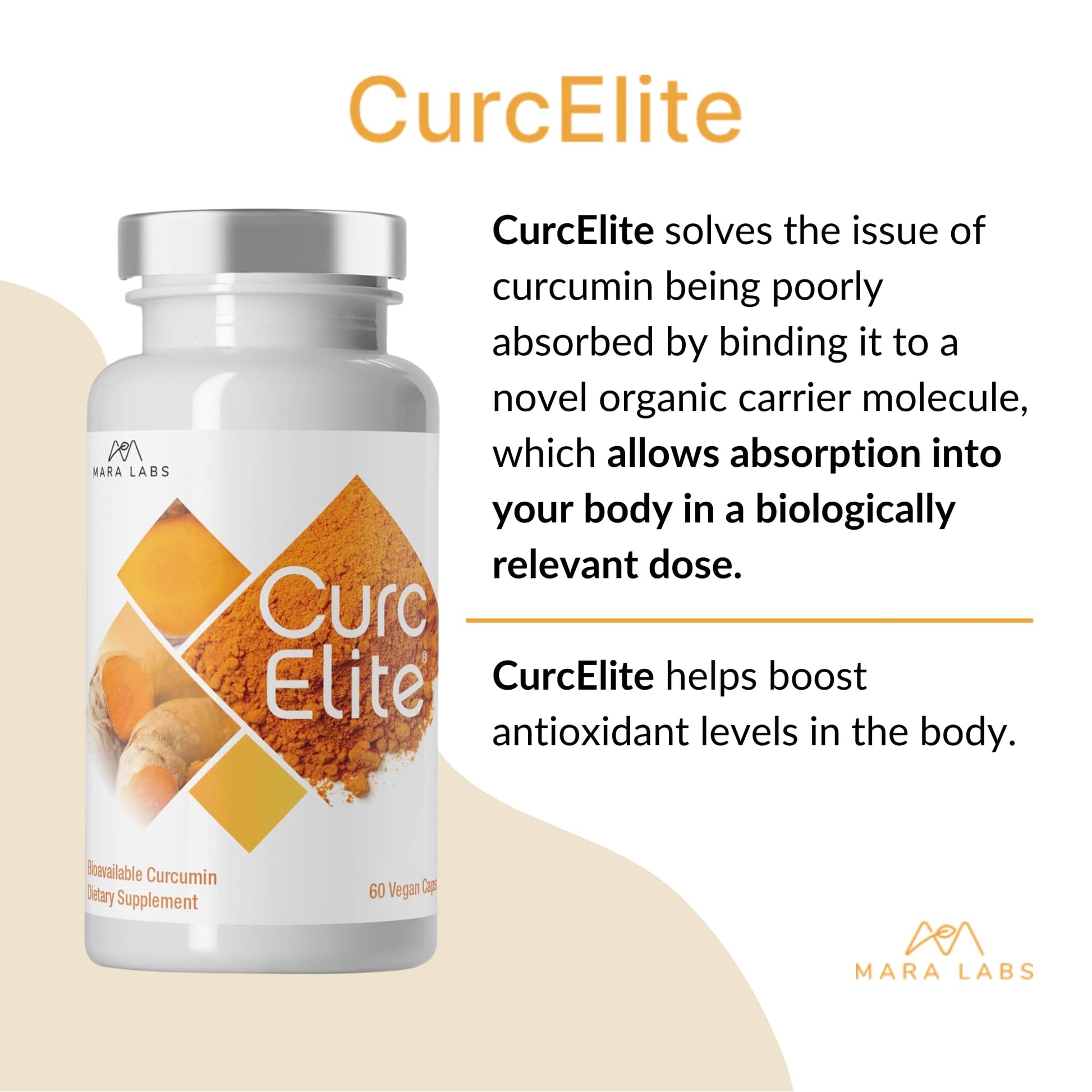 Mara Labs CurcElite Curcumin | Turmeric Extract 95% Curcuminoids | Vegan, No Fillers, and Non-GMO | 60 Vegan Capsules BrocElite Au supplements