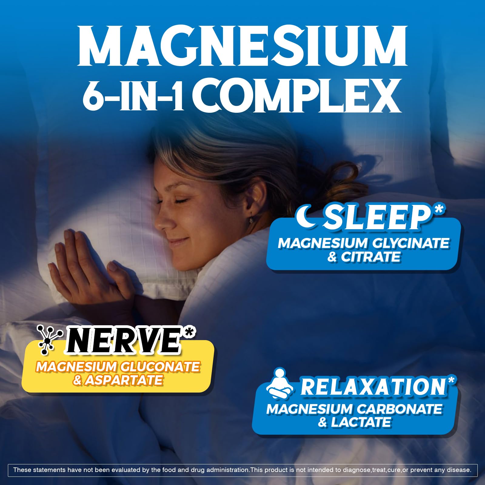 Vitalibre 6 in 1 Magnesium Complex for Women Men, 260mg Elemental Magnesium | Max Absorption | Chelated Magnesium Supplement for Bone, Relaxation & Nerves Support | Non-GMO, 120 Vegan Capsules Vitalibre Au supplements