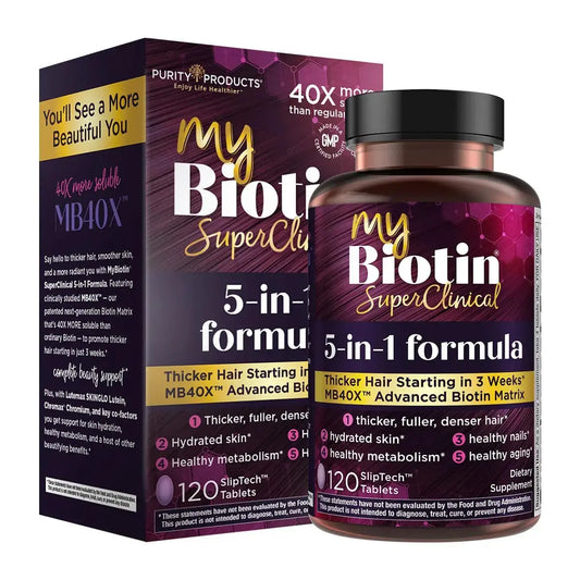 Purity Products MyBiotin SuperClinical New 5-in-1 Elite Multivitamin + MB40X Biotin Matrix Daily Multi - Thicker Hair Starting in 3 Weeks Purity ProductsAU supplements