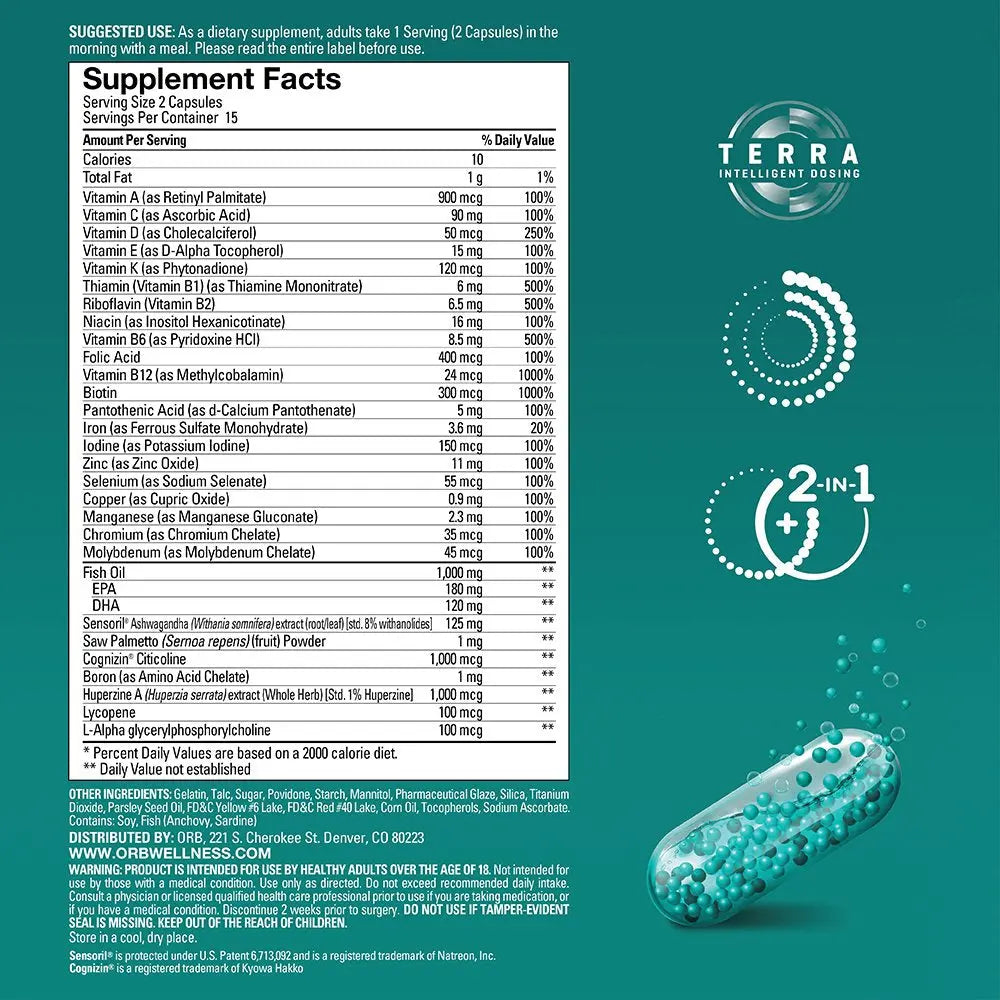 ORB Men’S MULTIVITAMIN + Fish Oil – A Complete Multi + Fish Oil |Heart Health Support, Antioxidant Support, Supports a Positive Mood Orb WellnessUS supplements