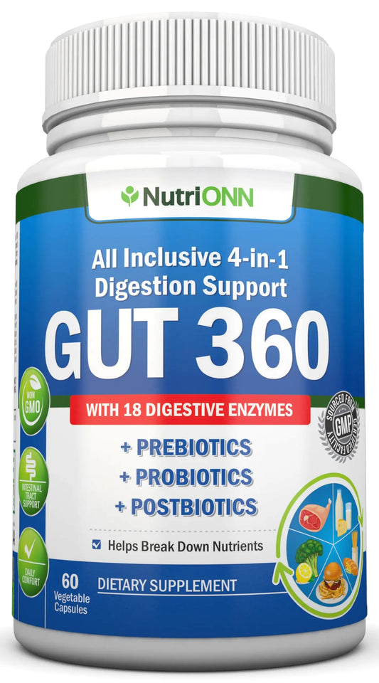 4-in-1 Probiotics, Prebiotics & Postbiotics with 18 Digestive Enzymes for Women & Men - Complete Gut & Digestive Support Supplement NutriONNAU supplements