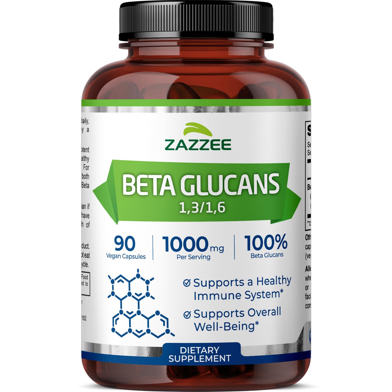 Zazzee Extra Strength 1,3/1,6 Beta Glucans, 1000 mg, 100% Concentrated, 90 Vegan Capsules, Supports a Healthy Immune System, 100% Vegetarian, All-Natural and Non-GMO Zazzee Au supplements