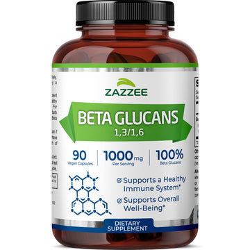 Zazzee Extra Strength 1,3/1,6 Beta Glucans, 1000 mg, 100% Concentrated, 90 Vegan Capsules, Supports a Healthy Immune System, 100% Vegetarian, All-Natural and Non-GMO Zazzee Au supplements