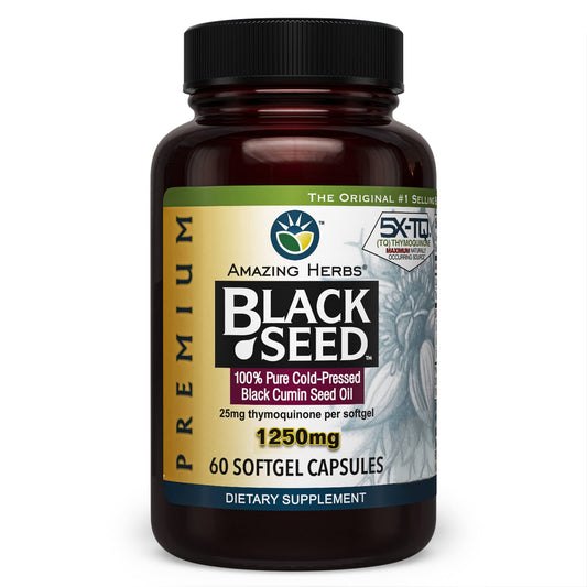 Amazing Herbs Premium  Capsules - High Potency, Cold Pressed Nigella Sativa Aids in Digestive Health Amazing HerbsUS supplements