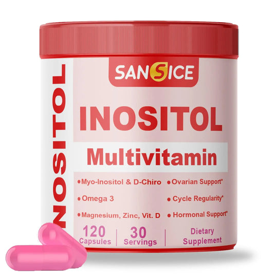 SANSICE Myo & D-Chiro Inositol Multivitamin Capsules, 2000mg Myo-Inositol & 50mg D-Chiro Inositol 40:1 Blend, Vitamin B8 Supplement for Female Hormone (120 Capsules) SANSICEAU supplements