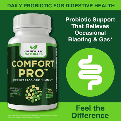 ComfortPro™ Daily Probiotics for Digestive Health | Constipation Relief & Bloating Support for Women & Men | Gut Cleanse with Zinc | Helps Reduce Gas & Promotes Digestive Regularity | Valley Formula GREEN VALLEY NATURALSnz supplements