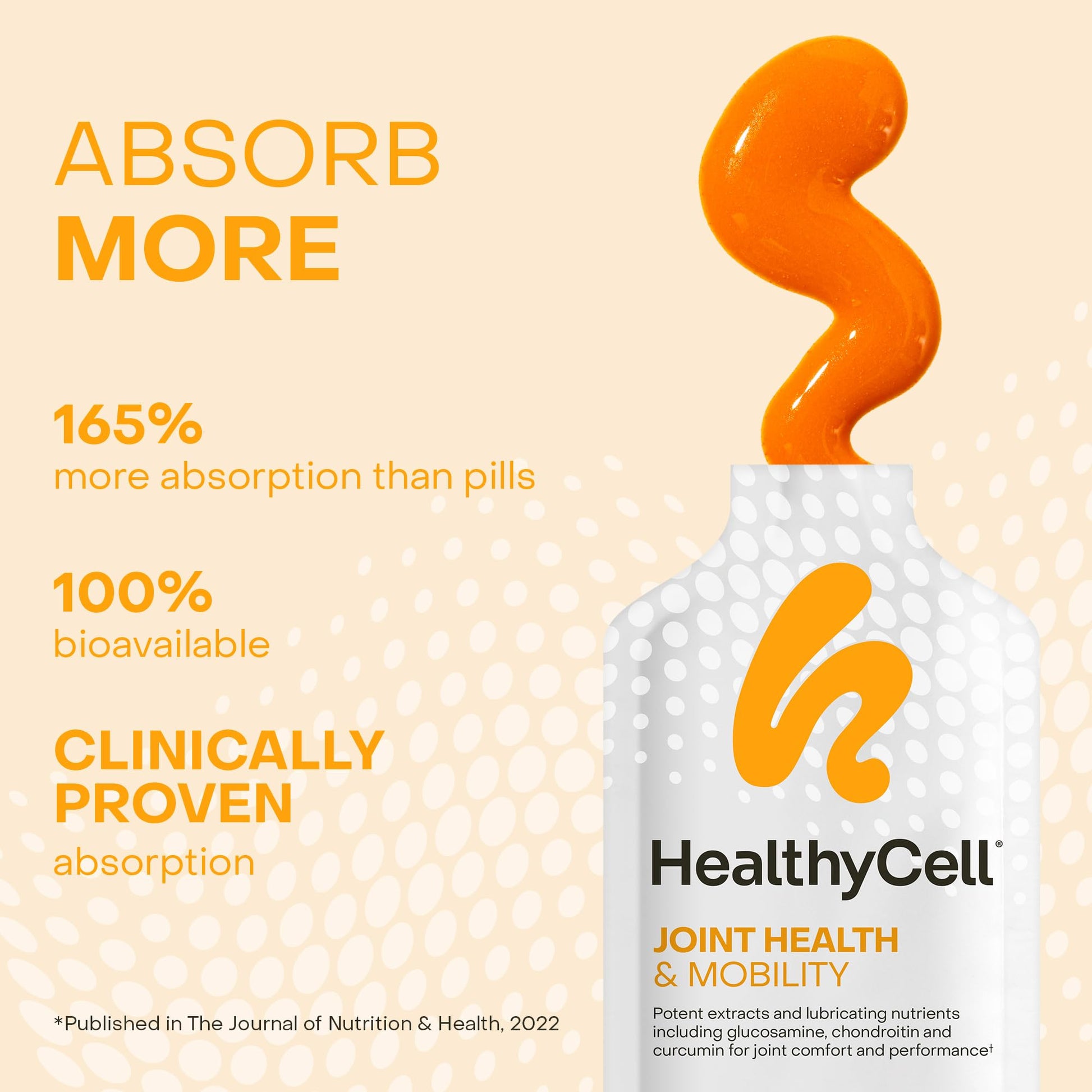 Healthycell Joint Health & Mobility Daily Liquid Supplement - Joint Support Supplement, Inflammation Response, Cartilage & Flexibility with Curcumin, Glucosamine & Chondroitin - 30 Gel Packs Healthycell Au supplements