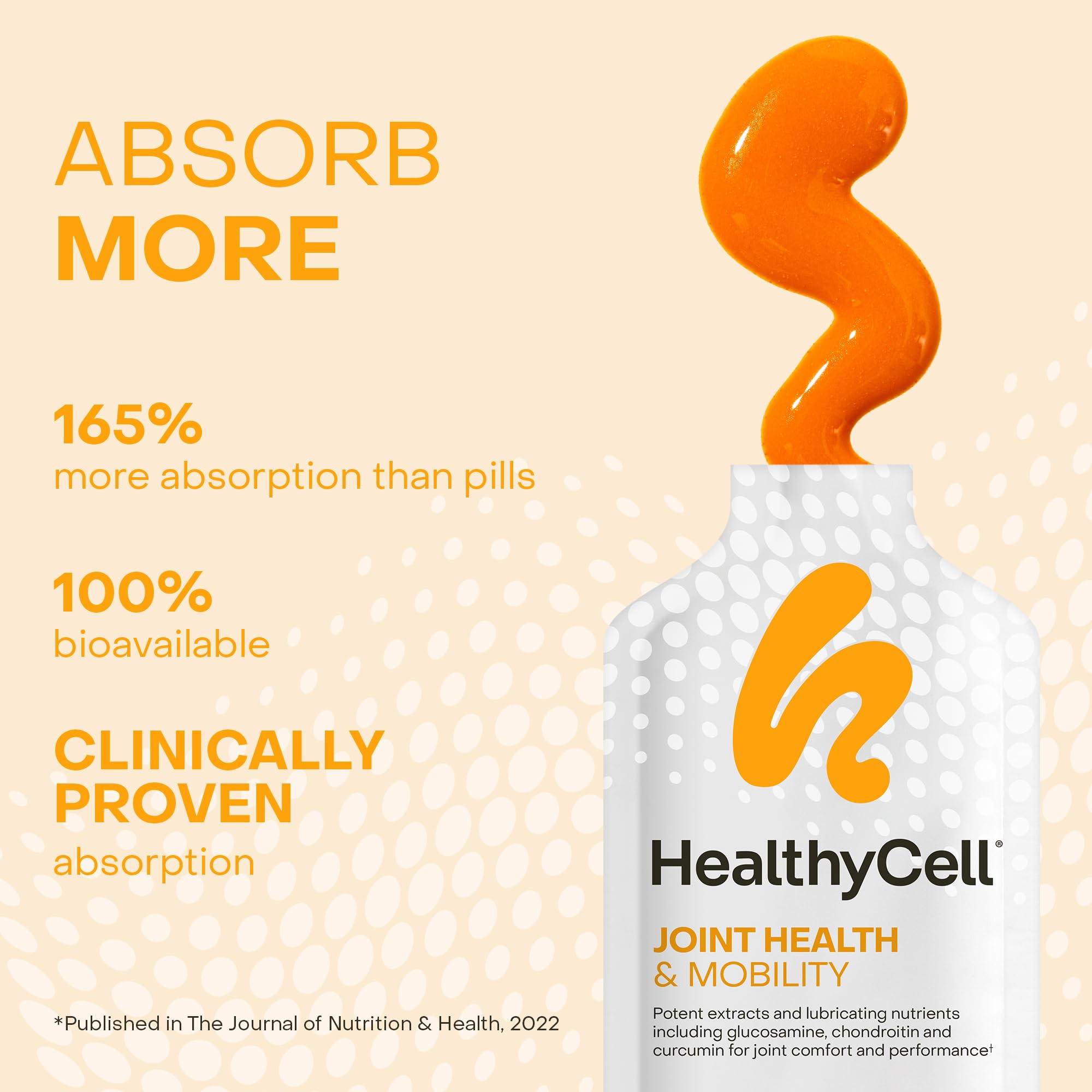 Healthycell Joint Health & Mobility Daily Liquid Supplement - Joint Support Supplement, Inflammation Response, Cartilage & Flexibility with Curcumin, Glucosamine & Chondroitin - 30 Gel Packs Healthycell Au supplements