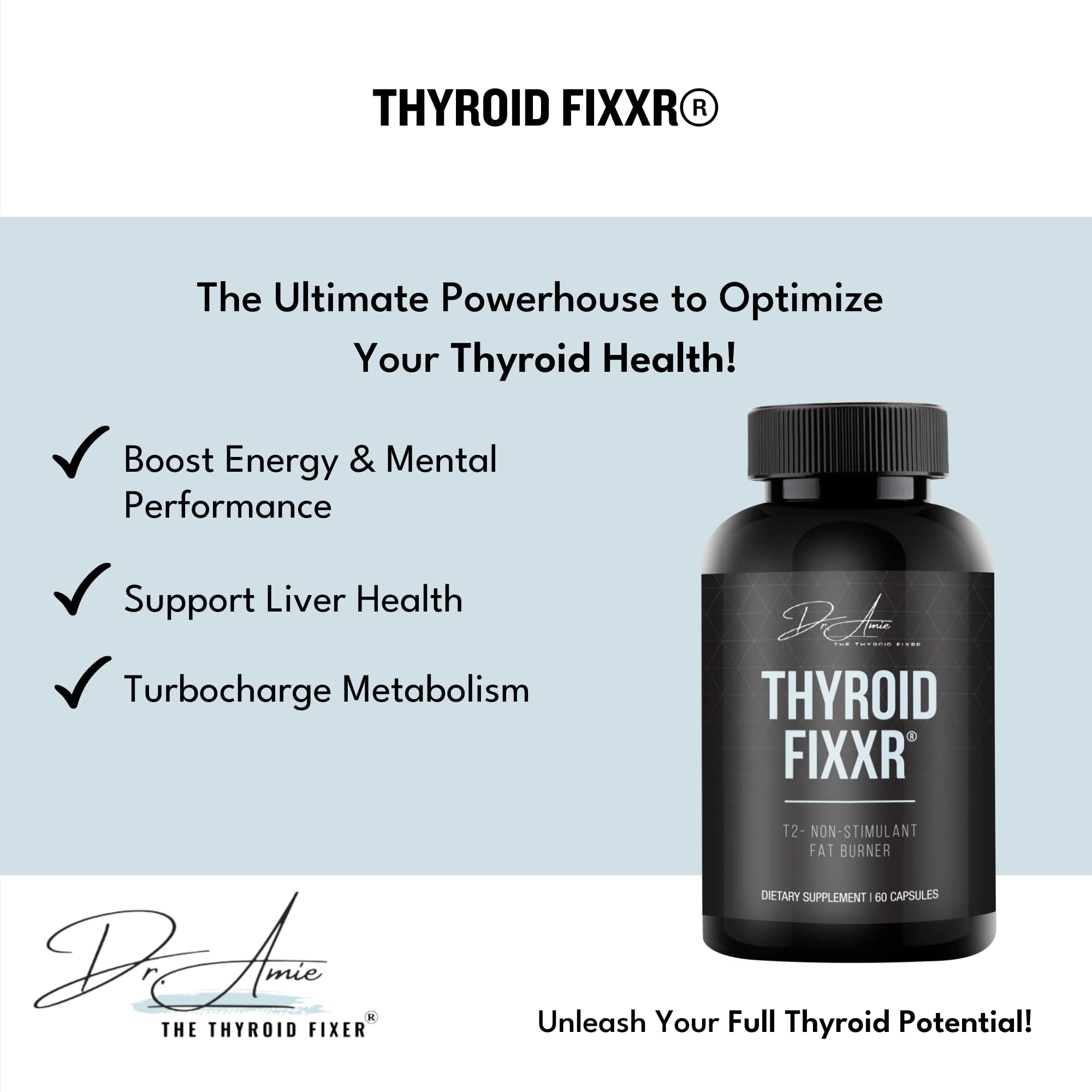 Fixxr Thyroid Support by Dr. Amie | T2 Thyroid Supplement | 30 Day Supply, 60 Capsules Fixxr Au supplements
