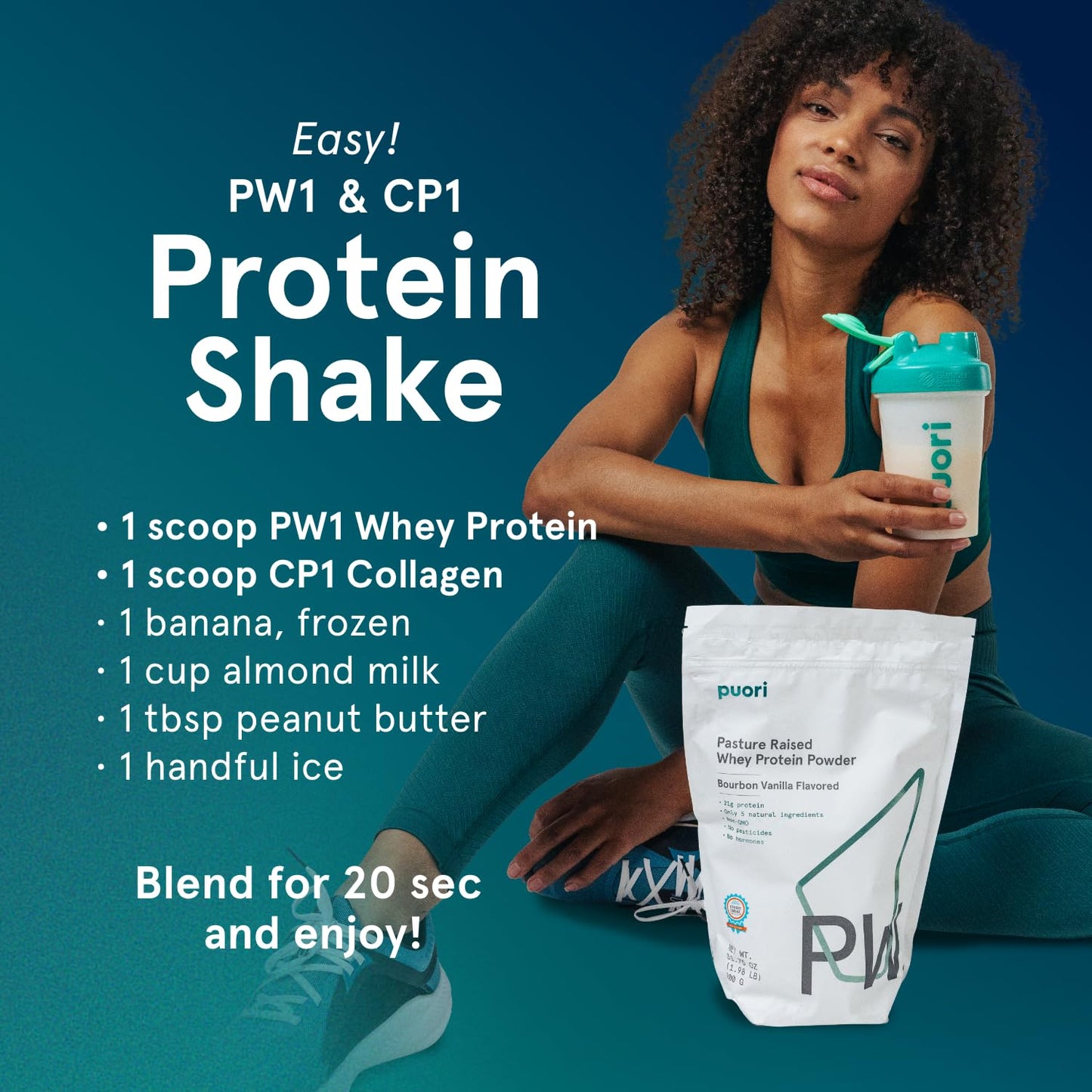 Puori Whey Protein Powder, Dark Chocolate - PW1 Pasture-Raised, Grass-Fed Whey Protein Powder Drink Mix containing BCAA Amino Acids - Post-Workout Supplement for Muscle Gain & Recovery - 30 Servings Puori buy supplements Au