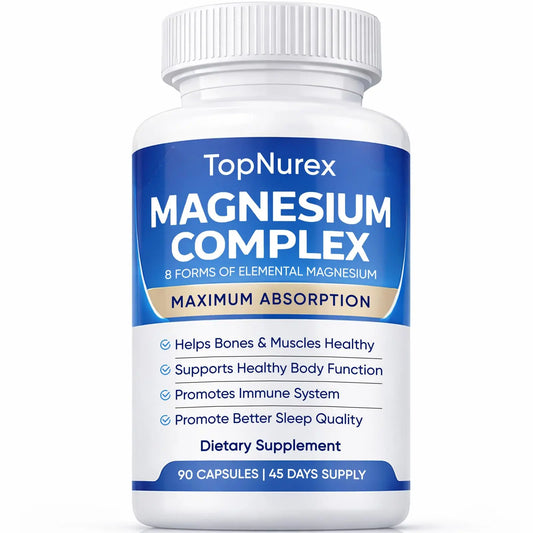 Top Nurex Magnesium Complex Supplement for Women & Men | 1000mg Maximum Absorption | 8 Magnesium Forms Including Glycinate, Citrate, Malate | Supports Relaxation, Sleep, Bone Strength | 90 Capsules Art animeAu supplements