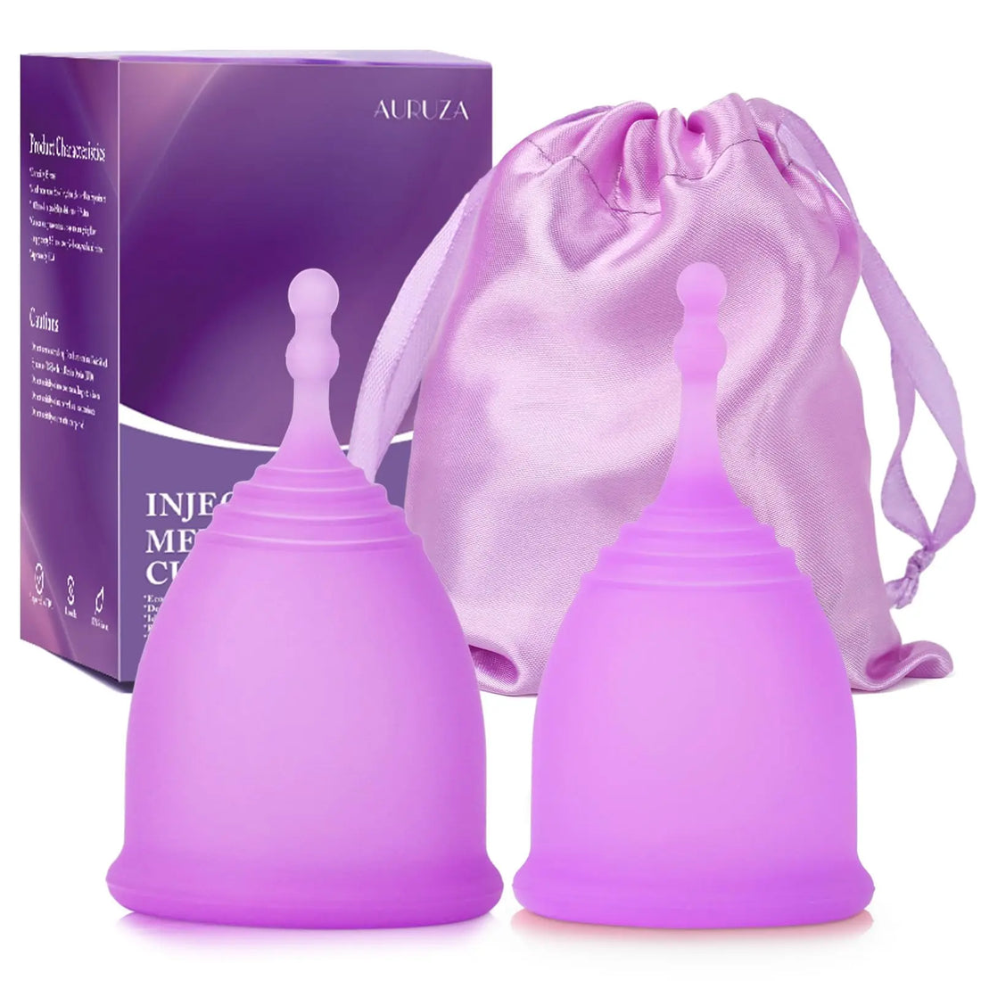 AURUZA Menstrual Cups, Set of 2 Reusable Period Cups Kit for Girls & Women, Silicone Soft Cups AURUZA uk supplements