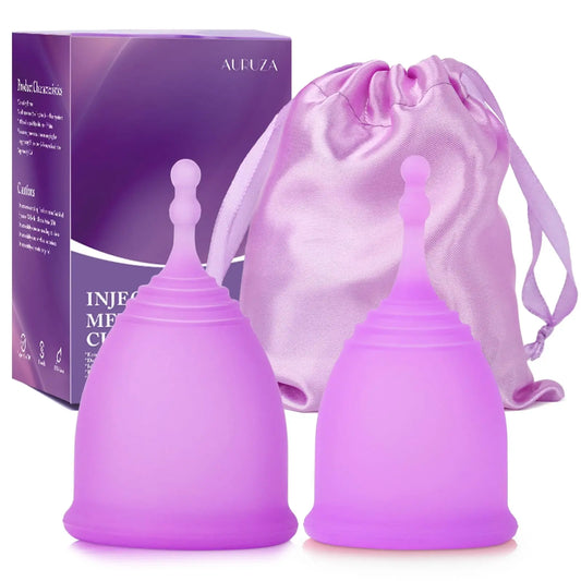 AURUZA Menstrual Cups, Set of 2 Reusable Period Cups Kit for Girls & Women, Silicone Soft Cups AURUZAAU supplements