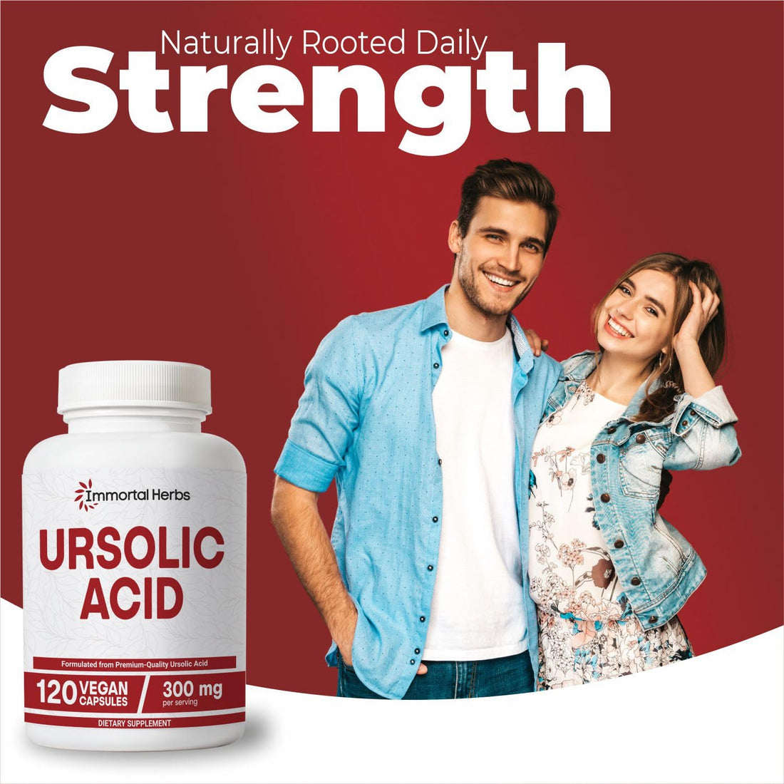 Immortal Herbs Pure Ursolic Acid Supplement 300mg, 120 Pills, Rosemary Leaf Extract Powder, Non-GMO and Gluten-Free Ursolic Acid Capsules for Women and Men Immortal Herbs Au supplements