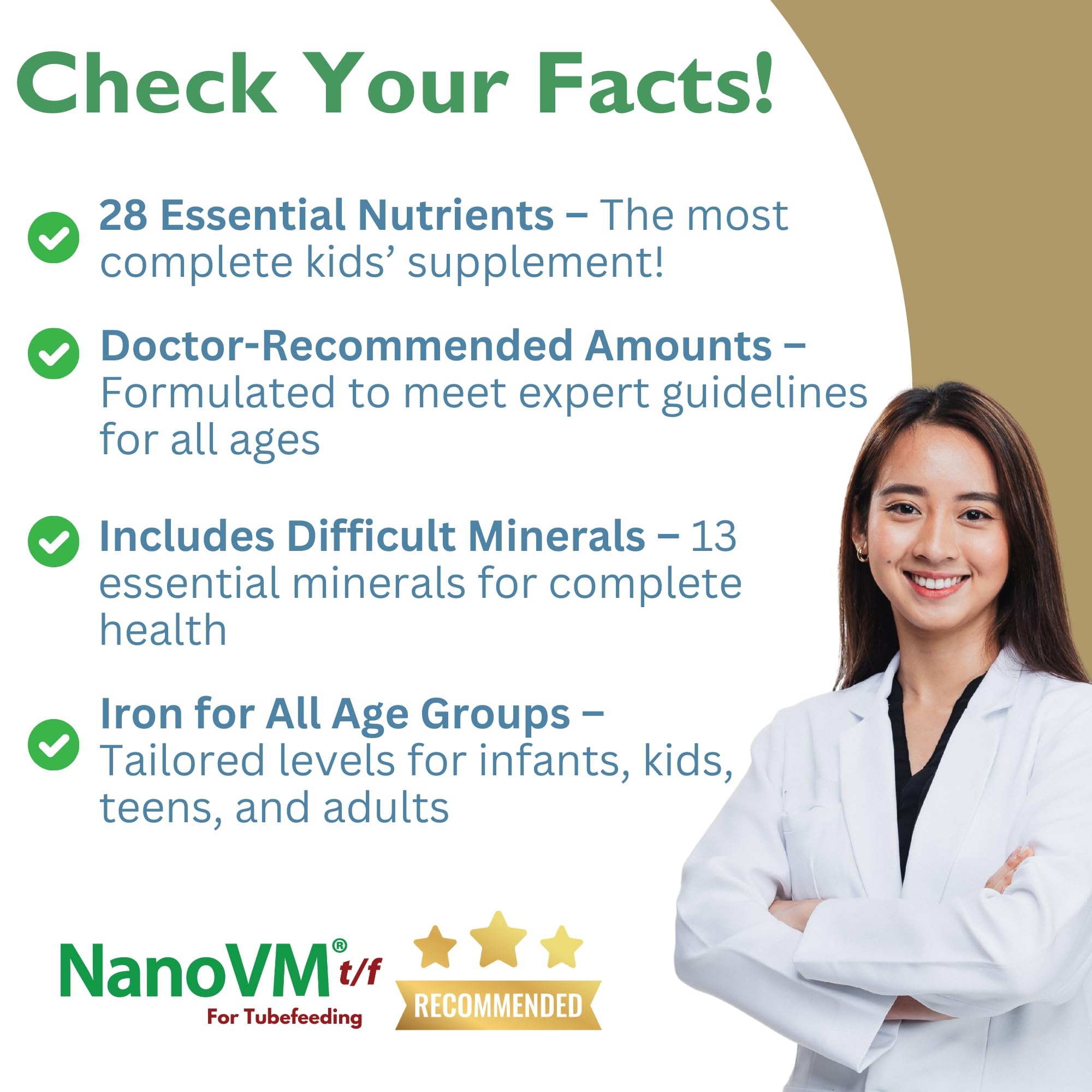 NanoVM t/f, Dietary Supplement for Tube Feeding, Allergen-Free Kids Multivitamin, Unflavored Vitamin Powder with 14 Vitamins & 13 Minerals, Low-Carb Kids Vitamins, 275g - Solace Nutrition NanoVM Au supplements