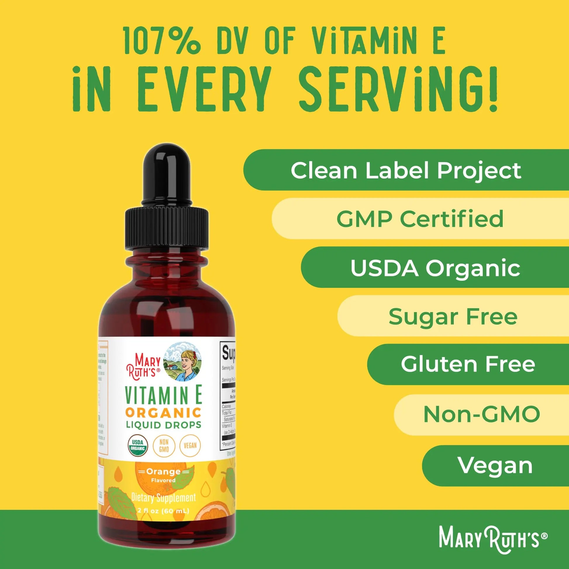 MaryRuth Organics USDA Vitamin E Liquid Drops 2 Month Supply | Bone and Joint Health | Cognitive Health for Adults and Kids | Sugar Free, Vegan, Non-GMO, Gluten Free | 2 Ounces MARYRUTH'S Au supplements