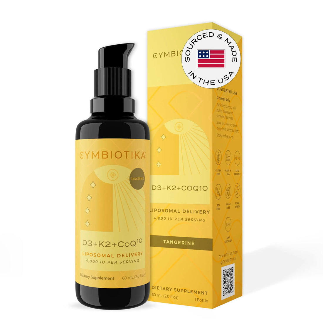 CYMBIOTIKA Vitamin D3 + K2 + CoQ10 Liquid, Vitamin D Supplement for Immune Support, Heart Health & Bone Health, Energy Booster, Liposomal Delivery, Vegan, Keto Ingredients, Tangerine Flavor CYMBIOTIKA Au supplements