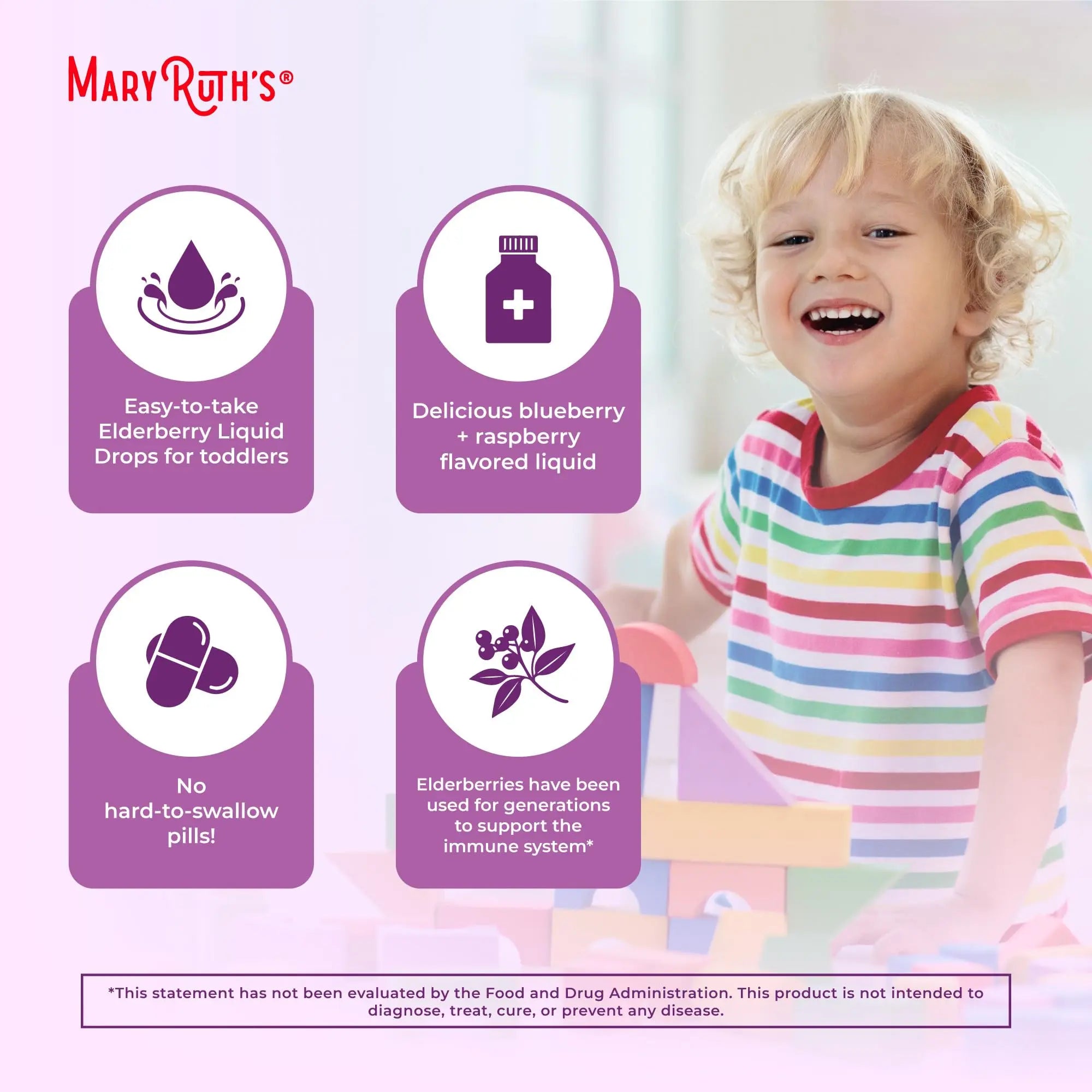 MaryRuth Organics Toddler Elderberry Syrup, USDA Organic Elderberry, Sugar Free Kids Immune Support Supplement for Ages 1-3 Years, Clean Label Project Verified®, Vegan, Non-GMO, Gluten Free, 1 Fl Oz MARYRUTH'S Au supplements