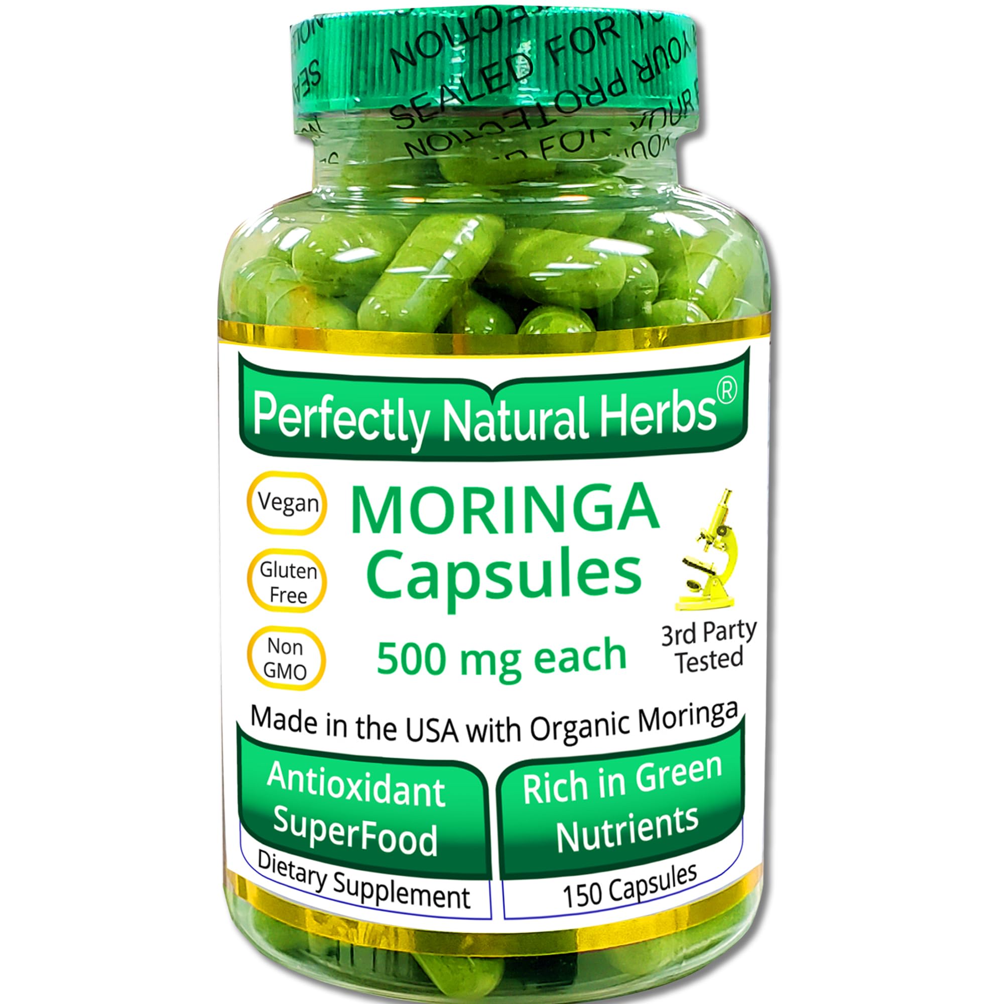150 Moringa Capsules Made With USDA Certified Organic Moringa Leaf Powder Perfectly Natural Herbs Au supplements